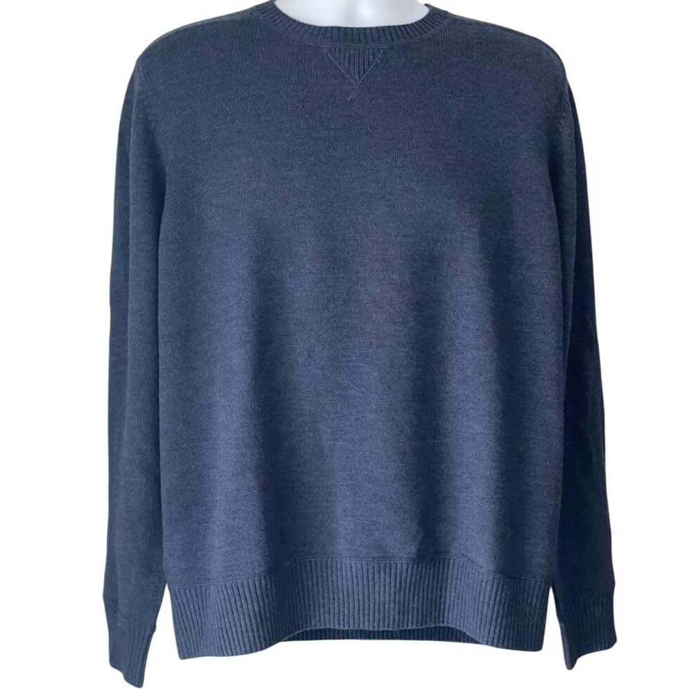 L.L. Bean Signature Merino Wool Crewneck Sweater Mens XL Blue‎